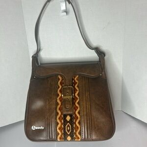 I970’s Vintage Leeds Luggage Brown Patterned Carpet Overnight Travel Bag